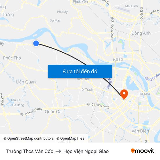 Trường Thcs Vân Cốc to Học Viện Ngoại Giao map