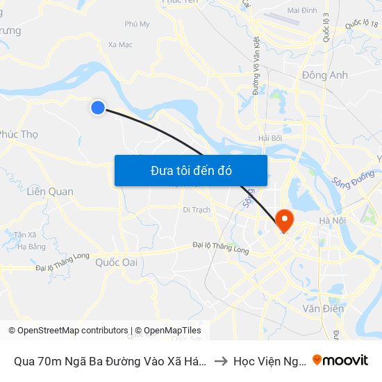 Qua 70m Ngã Ba Đường Vào Xã Hát Môn - Đan Phượng to Học Viện Ngoại Giao map