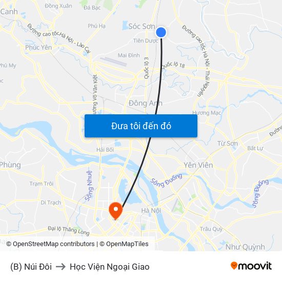 (B) Núi Đôi to Học Viện Ngoại Giao map