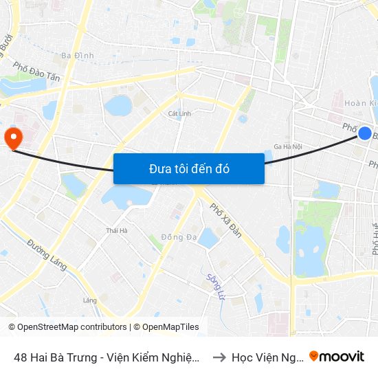 48 Hai Bà Trưng - Viện Kiểm Nghiệm Thuốc Trung Ương to Học Viện Ngoại Giao map