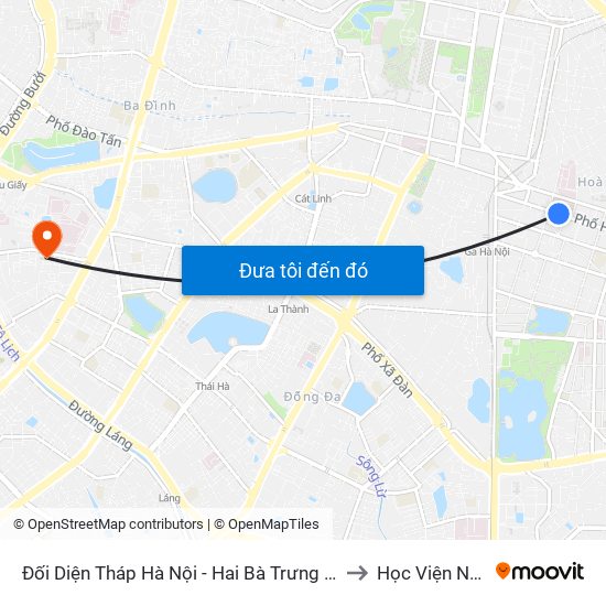 Đối Diện Tháp Hà Nội - Hai Bà Trưng (Cạnh 56 Hai Bà Trưng) to Học Viện Ngoại Giao map