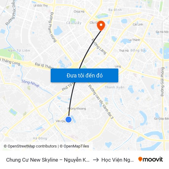Chung Cư New Skyline – Nguyễn Khuyến (Hà Đông) to Học Viện Ngoại Giao map