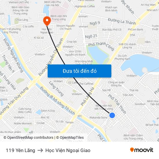 119 Yên Lãng to Học Viện Ngoại Giao map