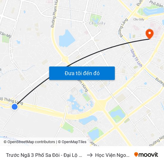 Trước Ngã 3 Phố Sa Đôi - Đại Lộ Thăng Long to Học Viện Ngoại Giao map