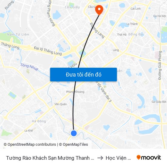 Tường Rào Khách Sạn Mường Thanh - Kđt Xa La - Đường Phúc La to Học Viện Ngoại Giao map