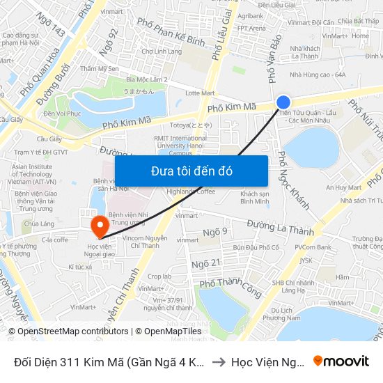 Đối Diện 311 Kim Mã (Gần Ngã 4 Kim Mã - Vạn Bảo) to Học Viện Ngoại Giao map