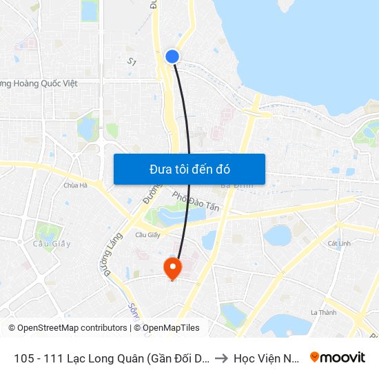 105 - 111 Lạc Long Quân (Gần Đối Diện Ngã 3 Thụy Khuê) to Học Viện Ngoại Giao map