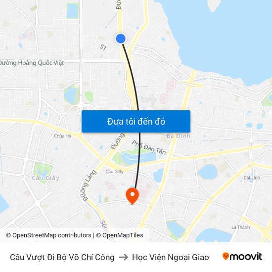 Cầu Vượt Đi Bộ  Võ Chí Công to Học Viện Ngoại Giao map