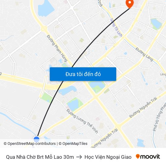 Qua Nhà Chờ Brt Mỗ Lao 30m to Học Viện Ngoại Giao map