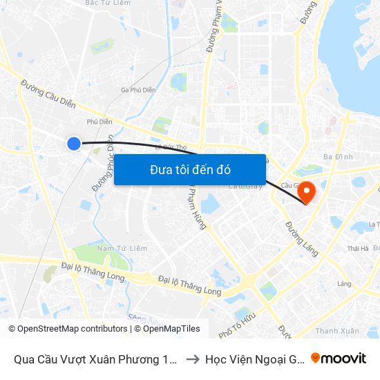 Qua Cầu Vượt Xuân Phương 100m to Học Viện Ngoại Giao map