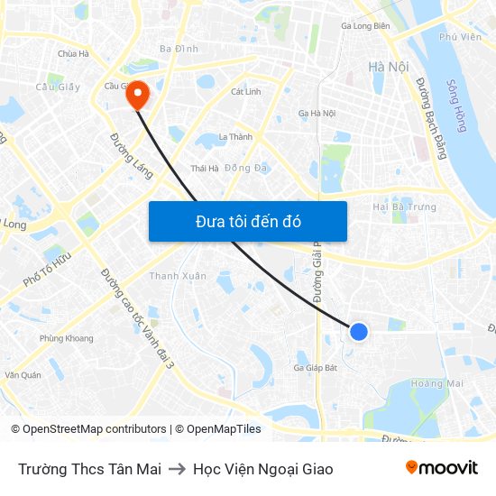 Trường Thcs Tân Mai to Học Viện Ngoại Giao map