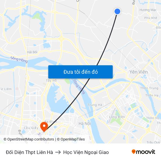 Đối Diện Thpt Liên Hà to Học Viện Ngoại Giao map