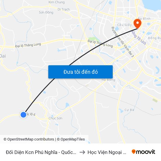 Đối Diện Kcn Phú Nghĩa - Quốc Lộ 6 to Học Viện Ngoại Giao map