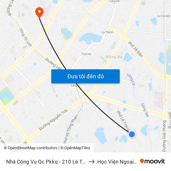 Nhà Công Vụ Qc Pkkq - 210 Lê Trọng Tấn to Học Viện Ngoại Giao map