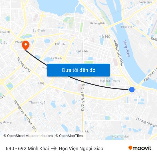 690 - 692 Minh Khai to Học Viện Ngoại Giao map