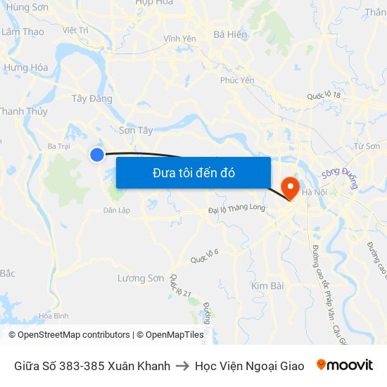 Giữa Số 383-385 Xuân Khanh to Học Viện Ngoại Giao map