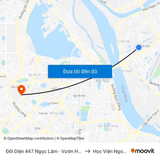 Đối Diện 447 Ngọc Lâm - Vườn Hoa Gia Lâm to Học Viện Ngoại Giao map