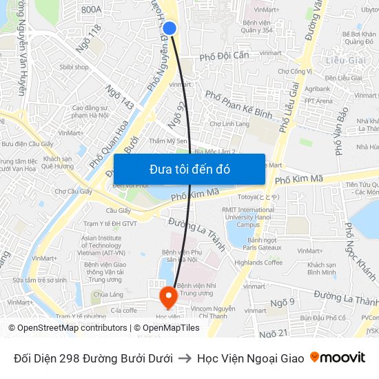 Đối Diện 298 Đường Bưởi Dưới to Học Viện Ngoại Giao map