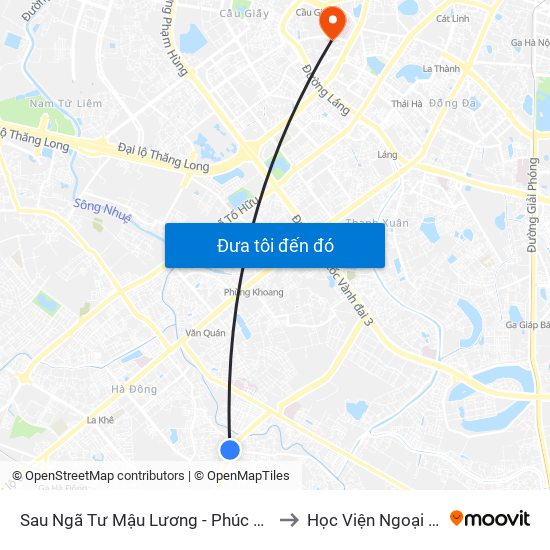 Sau Ngã Tư Mậu Lương - Phúc La 50m to Học Viện Ngoại Giao map