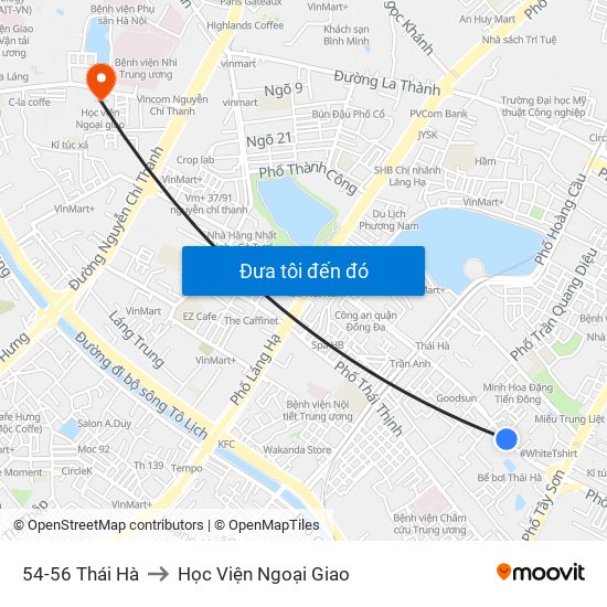 54-56 Thái Hà to Học Viện Ngoại Giao map