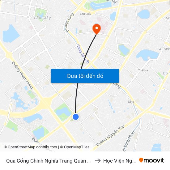 Qua Cổng Chính Nghĩa Trang Quán Dền - Nguyễn Tuân to Học Viện Ngoại Giao map