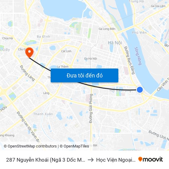 287 Nguyễn Khoái (Ngã 3 Dốc Minh Khai) to Học Viện Ngoại Giao map