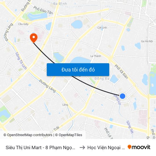 Siêu Thị Uni Mart - 8 Phạm Ngọc Thạch to Học Viện Ngoại Giao map