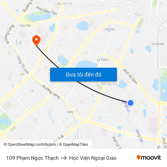 109 Phạm Ngọc Thạch to Học Viện Ngoại Giao map