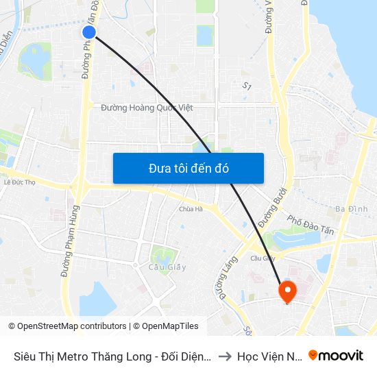 Siêu Thị Metro Thăng Long - Đối Diện Ngõ 599 Phạm Văn Đồng to Học Viện Ngoại Giao map