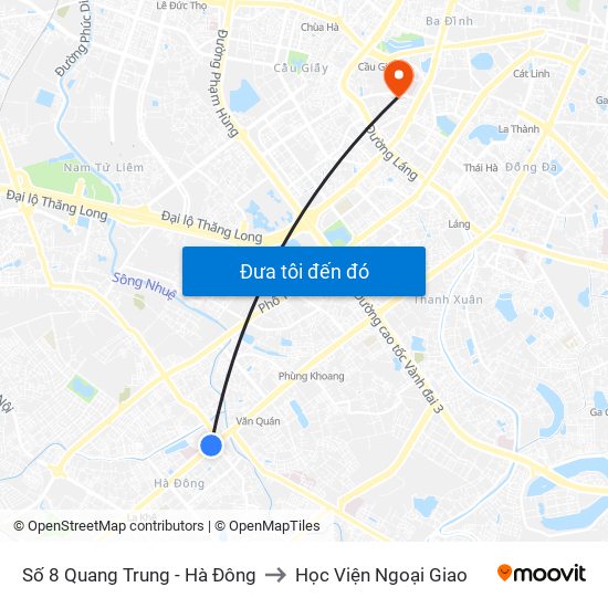 Số 8 Quang Trung - Hà Đông to Học Viện Ngoại Giao map