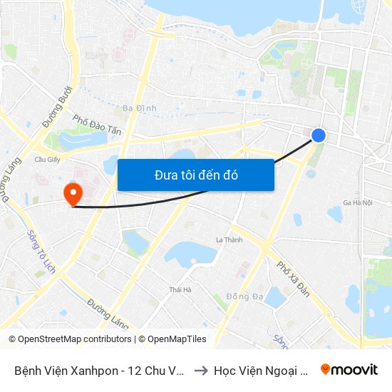 Bệnh Viện Xanhpon - 12 Chu Văn An to Học Viện Ngoại Giao map