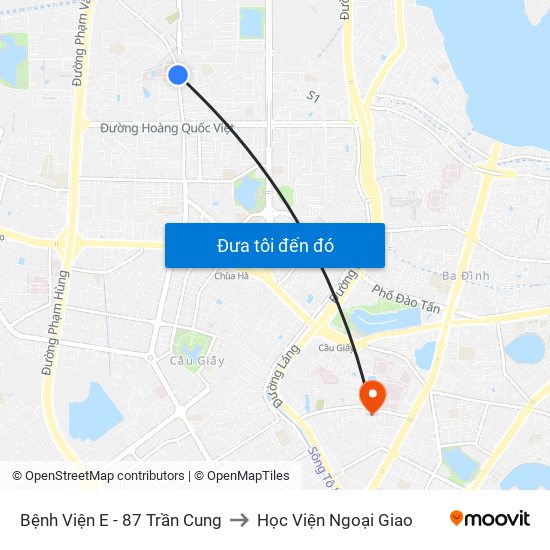 Bệnh Viện E - 87 Trần Cung to Học Viện Ngoại Giao map