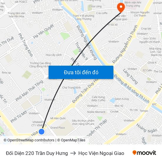 Đối Diện 220 Trần Duy Hưng to Học Viện Ngoại Giao map