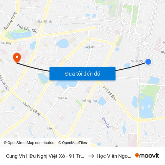 Cung Vh Hữu Nghị Việt Xô - 91 Trần Hưng Đạo to Học Viện Ngoại Giao map