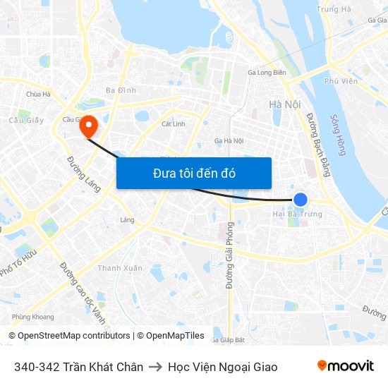 340-342 Trần Khát Chân to Học Viện Ngoại Giao map