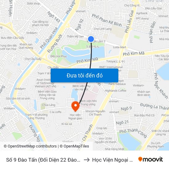 Số 9 Đào Tấn (Đối Diện 22 Đào Tấn) to Học Viện Ngoại Giao map