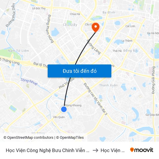 Học Viện Công Nghệ Bưu Chính Viễn Thông - Trần Phú (Hà Đông) to Học Viện Ngoại Giao map