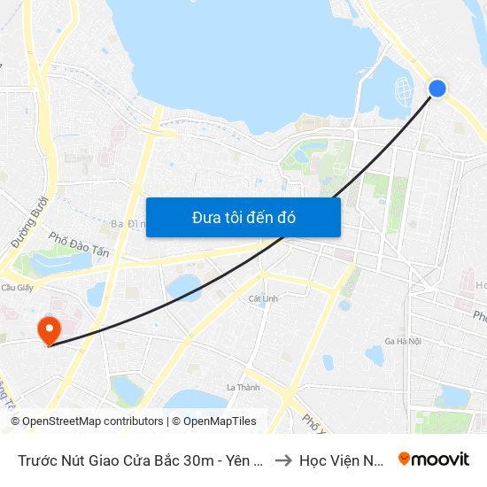 Trước Nút Giao Cửa Bắc 30m - Yên Phụ (Đường Xe Buýt) to Học Viện Ngoại Giao map