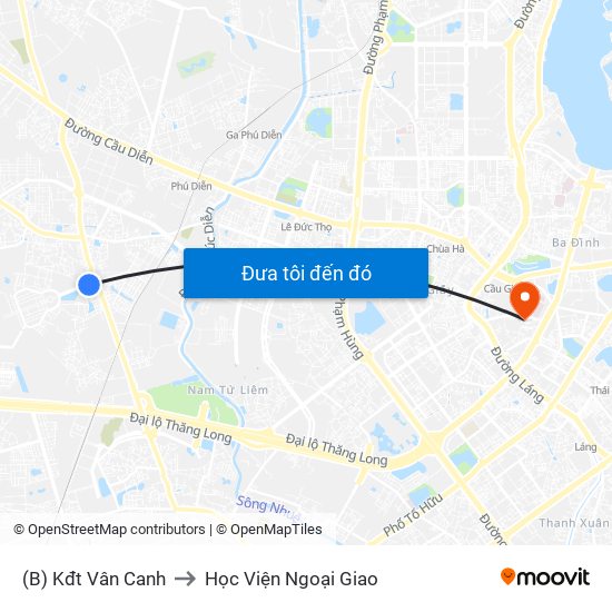 (B) Kđt Vân Canh to Học Viện Ngoại Giao map
