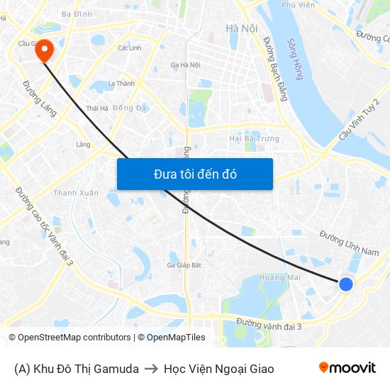 (A) Khu Đô Thị Gamuda to Học Viện Ngoại Giao map