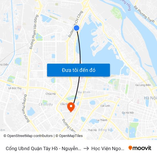Cổng Ubnd Quận Tây Hồ - Nguyễn Hoàng Tôn to Học Viện Ngoại Giao map