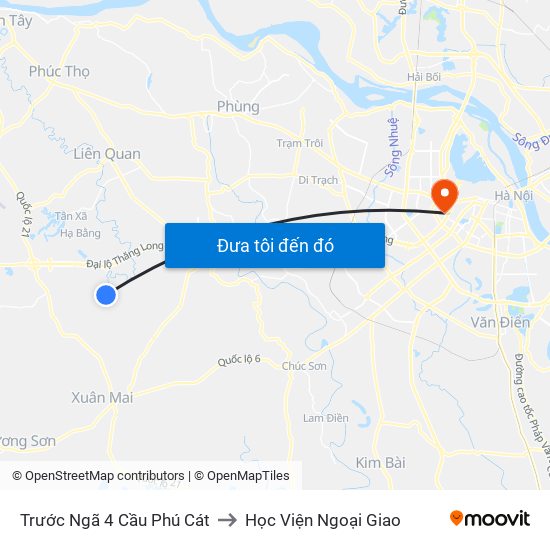 Trước Ngã 4 Cầu Phú Cát to Học Viện Ngoại Giao map