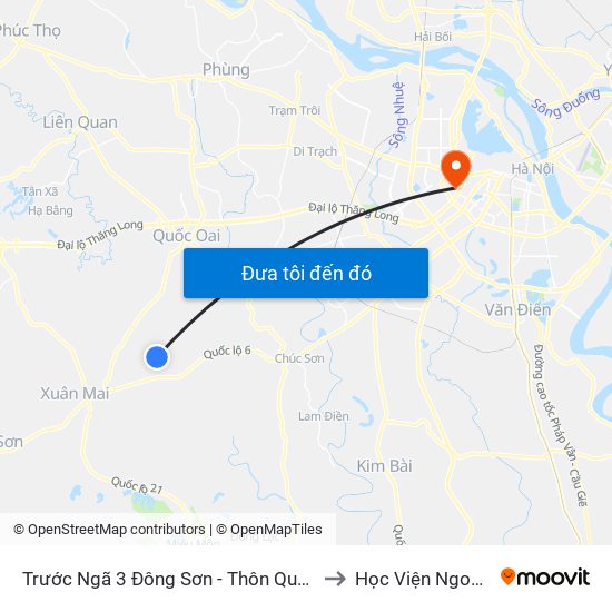 Trước Ngã 3 Đông Sơn - Thôn Quyết Thượng to Học Viện Ngoại Giao map