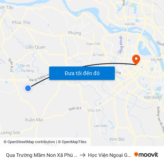 Qua Trường Mầm Non Xã Phú Cát to Học Viện Ngoại Giao map