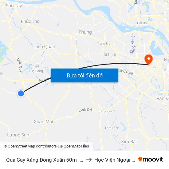 Qua Cây Xăng Đông Xuân 50m - Đt446 to Học Viện Ngoại Giao map