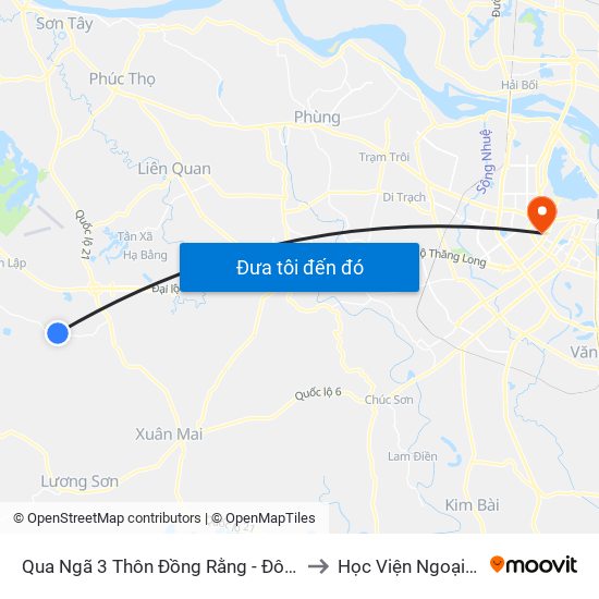 Qua Ngã 3 Thôn Đồng Rằng - Đông Xuân to Học Viện Ngoại Giao map