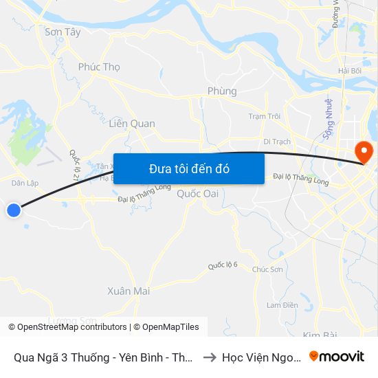 Qua Ngã 3 Thuống - Yên Bình - Thạch Thất 10m to Học Viện Ngoại Giao map