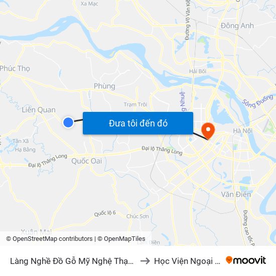 Làng Nghề Đồ Gỗ Mỹ Nghệ Thạch Thất to Học Viện Ngoại Giao map