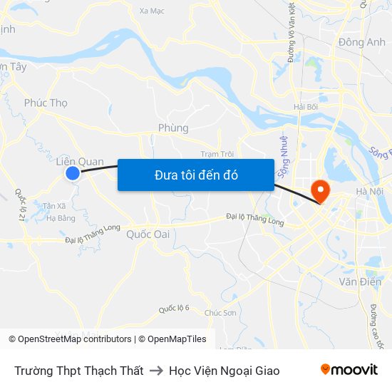 Trường Thpt Thạch Thất to Học Viện Ngoại Giao map