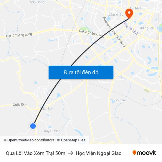 Qua Lối Vào Xóm Trại 50m to Học Viện Ngoại Giao map